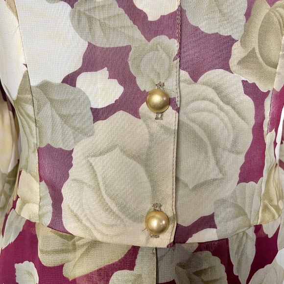 Jaques vintage button down tunic blouse sheer gold long sleeve sweetheart 90’s - Picture 9 of 11